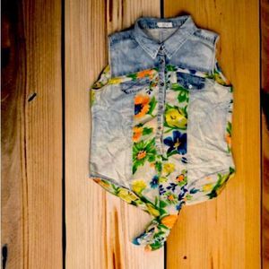 Crop top | COCO nut | size: M | color: blue and floral